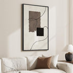 Framed Black and White Neutral Abstract Wall Art, Modern Canvas Prints - Image 2