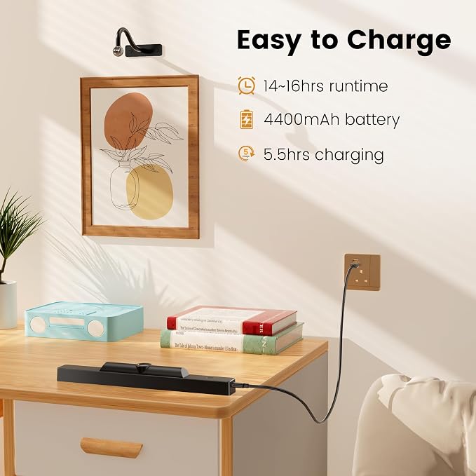 Wireless Picture Lights 12", 4400mAh Battery Powered Cordless Wall Lights - Image 5