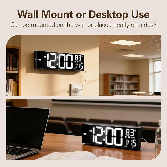 JALL 16.15 inch Large Digital Wall Clock, RGB Lights - Image 9