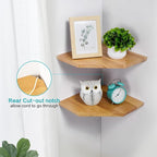 Corner Wall Shelf, Corner Floating Shelf Solid Oak Wood Display Shelf - Image 5