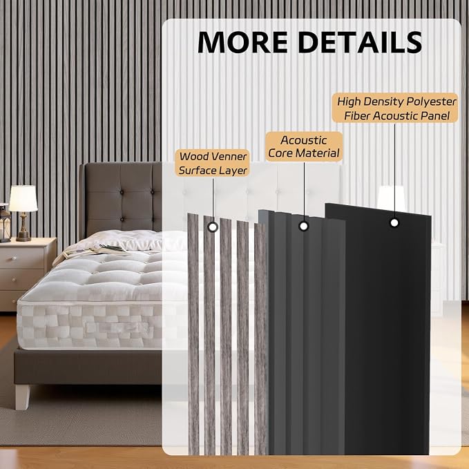 4 Pack Wood Panels for Wall, 106.3" × 11" Wood Slat Acoustic Panels for Wall - Image 4