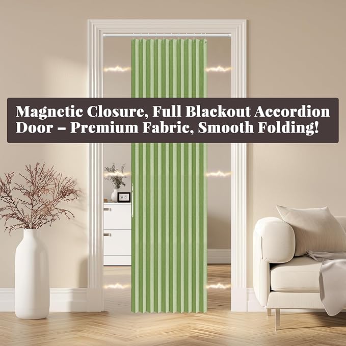 AJAZZ 100% Blackout Accordion Doors Interior Magnetic Door Curtain Accordion - Image 8