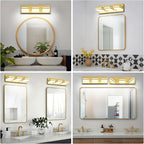 Modern LED Small Bathroom Lights Fixtures 3-Light, Metal Gold Acrylic Wall - Image 9