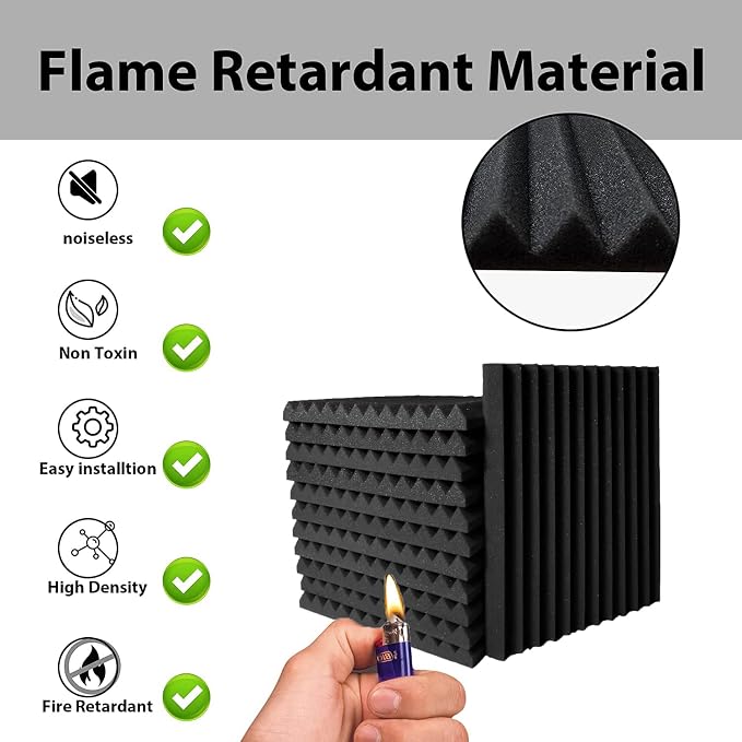 24 Pack Sound Proof Foam Panels |1"×12"×12" Quick-Recovery Soundproof Wall - Image 3