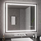 Bathroom Mirrors for Wall, 40x36 Inch Gradient Front and Backlight Lighted by VanPokins-GlobalHighEndLEDBathroomMirrorBrand