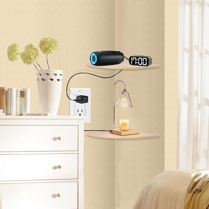JJL Corner Wall Shelf, 12-Inch Sector Shelf, Light White - Image 2