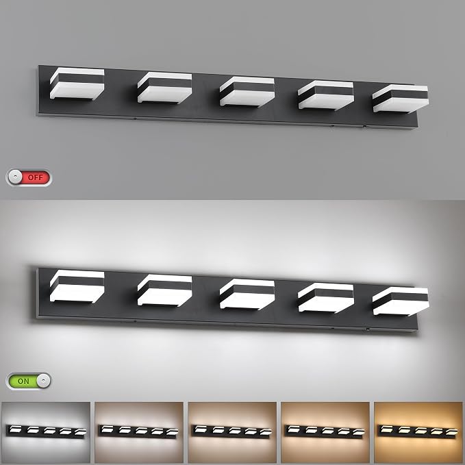 SOLFART Black Vanity Lights for Bathroom, 5 Color Temperature Bathroom Light - Image 7