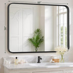 Bathroom Mirror 40x30 Inch Black Metal Frame Rectangle Vanity Mirror - Image 3