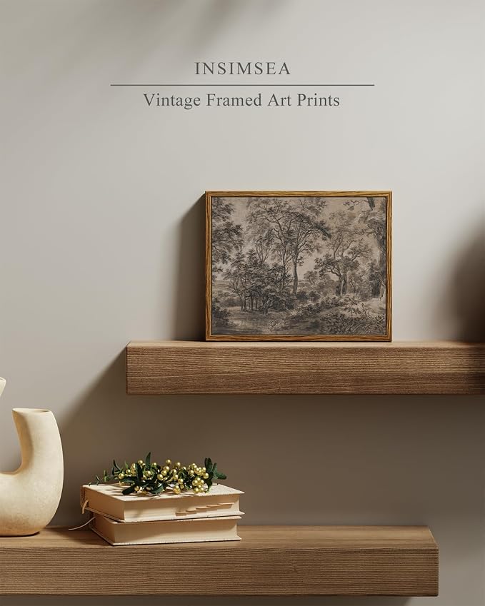InSimSea Framed Canvas Wall Art, Vintage Wall Decor, Antique Watercolor Country - Image 2