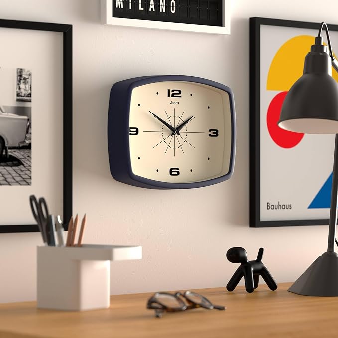 JONES CLOCKS® Movie Wall Clock | Rectangular Retro Clock | 25cm | Blue | Cool - Image 5