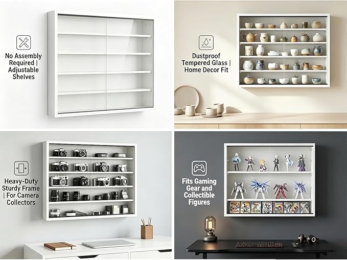 5-Tier Wall Mounted Display Cabinet, No Assembly Required Ready to Use Out of - Image 6