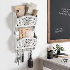 Mail Organizer with Key Holder, 2-Slot Mail Holder with 4 Key Hooks - Image 2