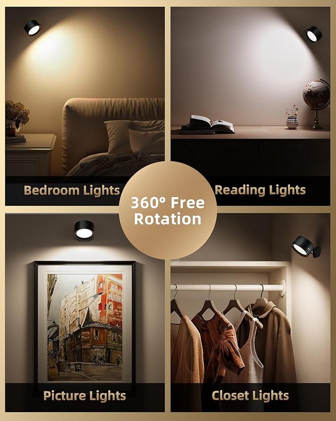 LED Wall Mounted Lights, Rechargeable Wall Sconces - Image 4