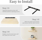 BGMG Wood Floating Shelves for Wall 12 inch Set of 2, Wooden Wall Mount Shelves - Image 5