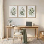 Framed Botanical Wall Art for Living Room, 3 Piece Neutral Sage Green - Image 6