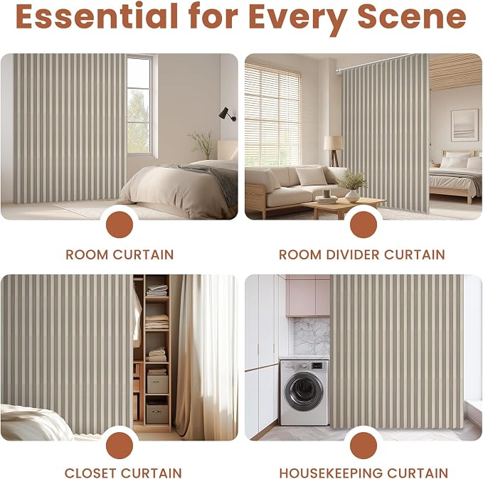 AJAZZ Blackout Accordion Door Curtain 98"x106" Cream White - Image 8