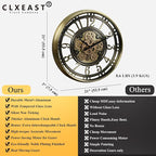 CLXEAST 21 Inch Industrial Moving Gears Wall Clock, Modern Farmhouse Arabic - Image 3