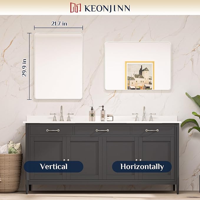 Keonjinn 22 x 30 Brushed Nickel Bathroom Mirrors - Image 8