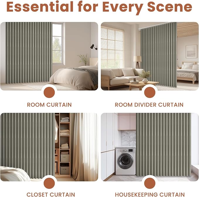 AJAZZ Blackout Accordion Door Curtain 98"x84" Grey - Image 8