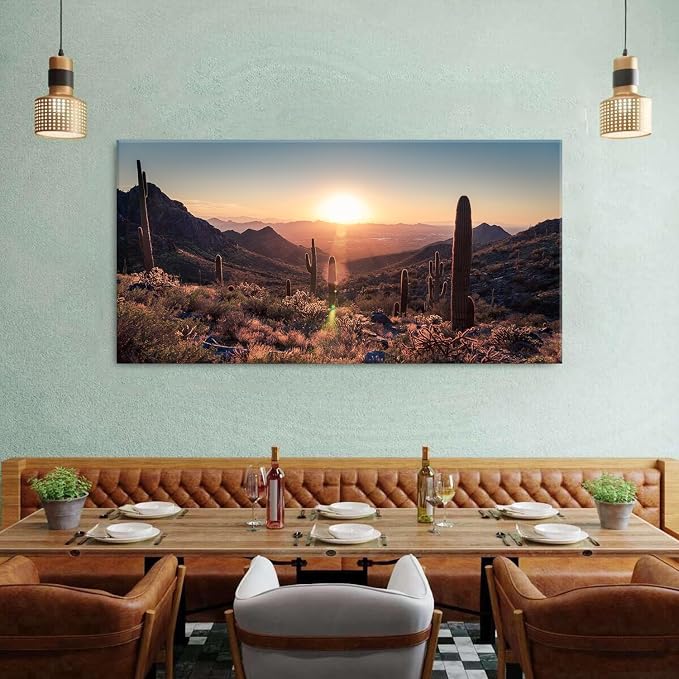 Mountain Wall Art Sunset Cactus Wall Decor Arizona Sonoran Desert Canvas - Image 5