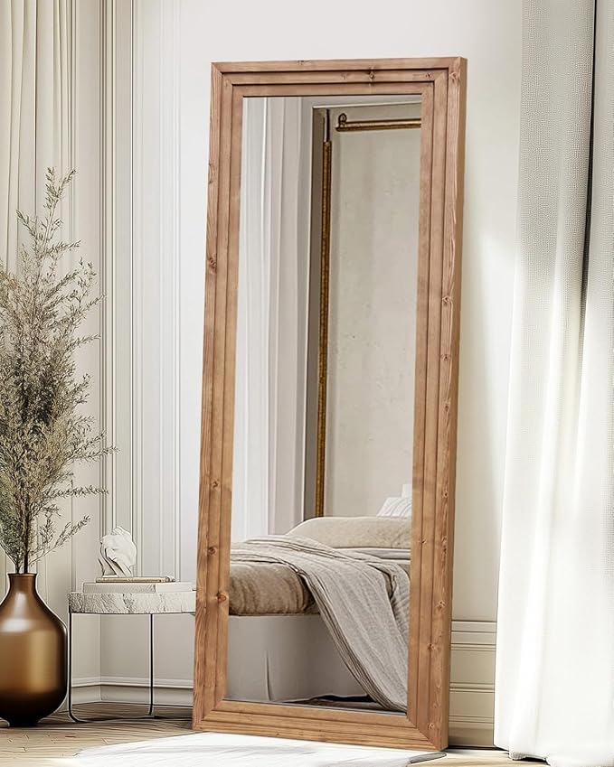Full Length Mirror 65"x24" Solid Wood Frame Floor Large Mirror - Image 5