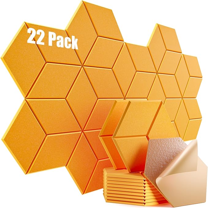22 Pack Self-Adhesive Acoustic Panels 12" X 10" X 0.4" by Dailycooper