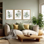LLEEMPI Sage Green Wall Art Set of 3, Modern Watercolor Botanical Wall Decor - Image 5