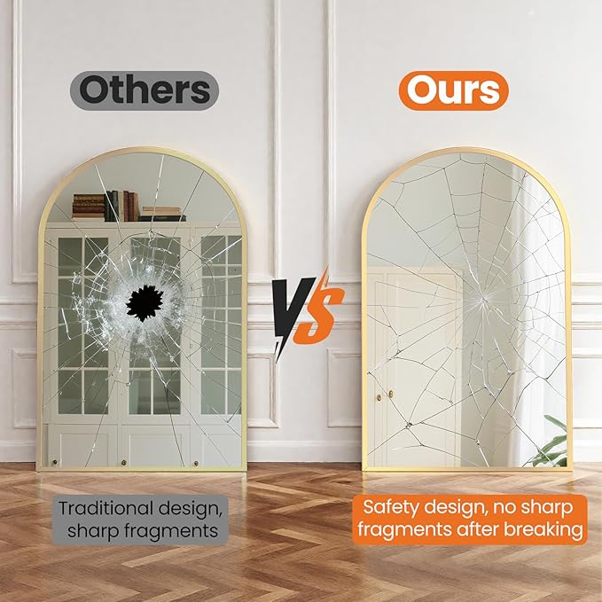 NEWBULIG 22X30 Inch Arched Bathroom Mirror - Image 7