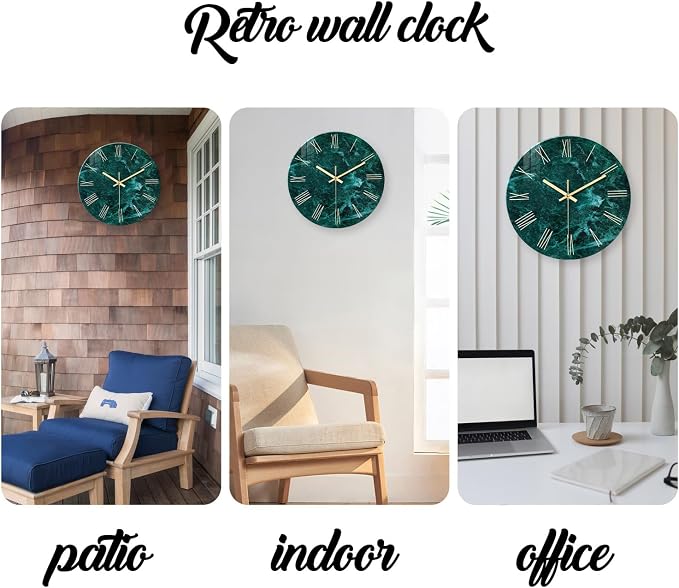 Teal Wall Clock Battery Operated 14 Inch Modern Abstract Clocks - Image 7