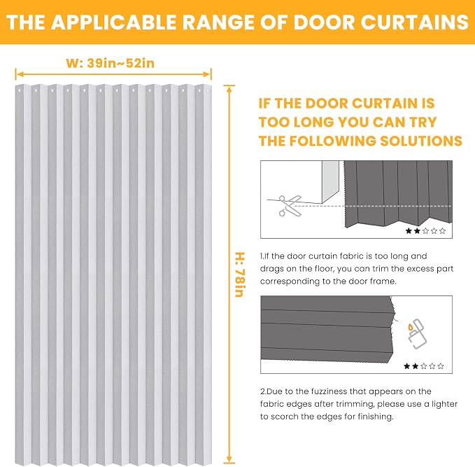 AJAZZ 100% Blackout Magnetic Door Curtain Accordion Doors Interior Closet Door - Image 3