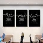 Hustle Quotes Execute Prints, Framed Canvas Wall Art Success Quote, Office Wall - Image 7