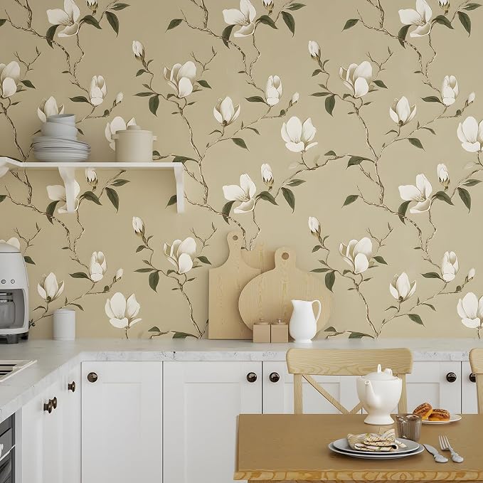 Laatse Magnolia Wallpaper Peel and Stick Vintage Floral Contact Paper 17.5" X - Image 4