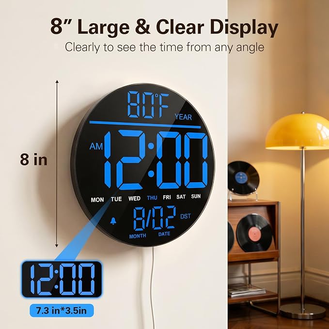 JALL 8" Large Digital Wall Clock - Image 4