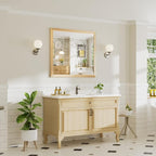 40x36 Inch Bathroom Mirror for Wall, Anti-Rust Oak Wood Grain Metal Framed - Image 3