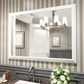 Amorho Bathroom Mirror, 48x35 Inch White Thick Metal Framed Wall Mirrors by Amorho