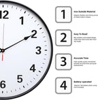 LEIKE Metal Large Wall Clock 24IN Black, Retro Silent Quartz Battery Operated - Image 2