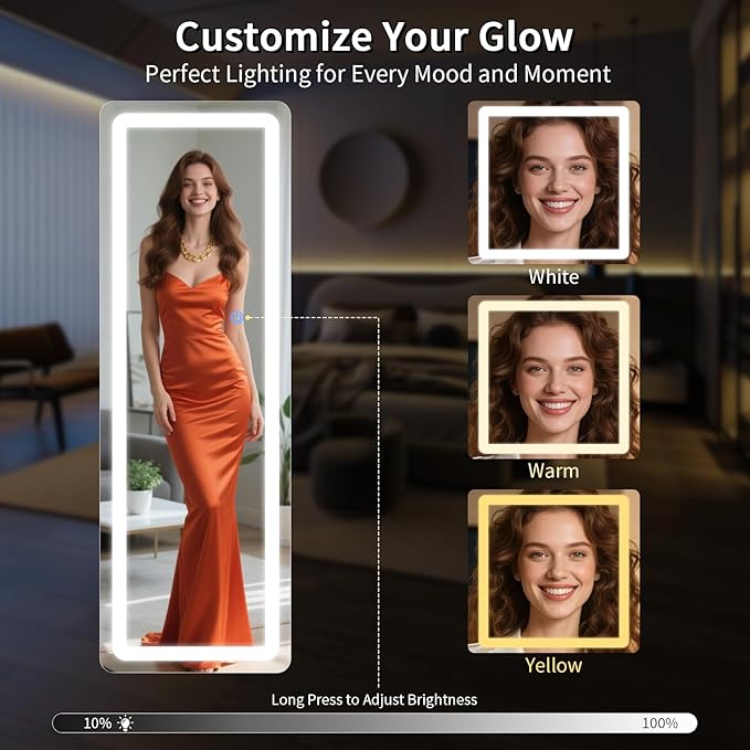 Koonmi LED Full Length Mirror, Lighted Floor Mirrors - Image 5