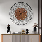 22 Inch Wood Wall Clocks, Silent Non Ticking Battery Operated Rustic Round - Image 3