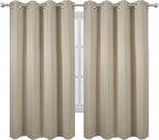 LEMOMO Beige Thermal Blackout Curtains/52 x 63 Inch/Set of 2 Panels Room - Image 2