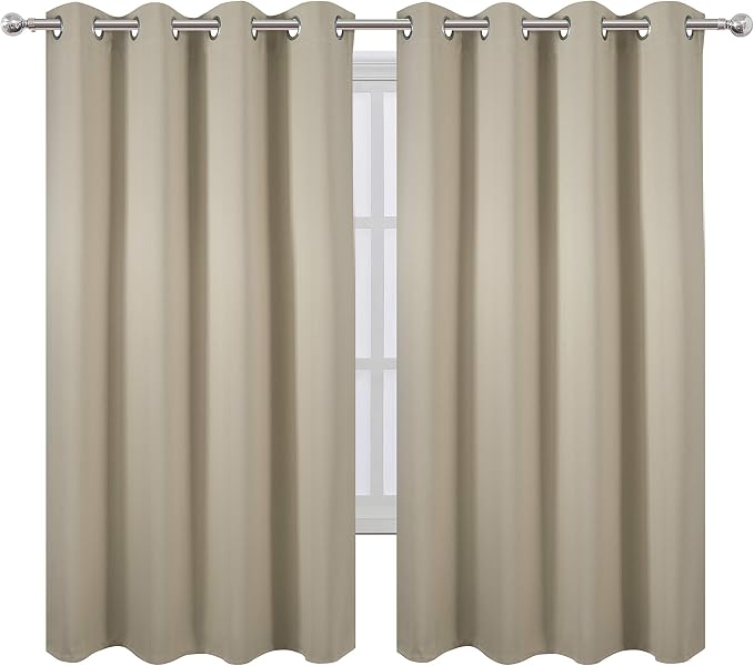 LEMOMO Beige Thermal Blackout Curtains/52 x 63 Inch/Set of 2 Panels Room - Image 2