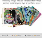 9Pcs Funny Black Cat Wall Art Cats in van gogh Famous Paintings Posters Prints - Image 3