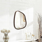 Asymmetrical Wall Mirror Irregular Wood Frame Modern Unique Wall-Mounted - Image 2