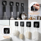 DDMY Heavy Duty Adhesive Hooks for Hanging 50lb Black Wall Hooks - Image 4