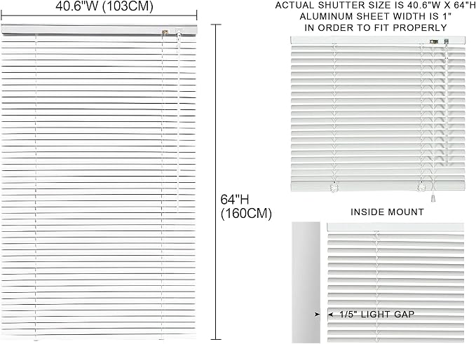 YIIBAII Mini Blinds Suitable for 41" W x 64" H Windows 1" Aluminum Horizontal - Image 6