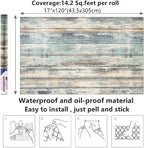 Arthome 17''x120'' Blue Rustic Wood Paper Self-Adhesive Removable Peel and - Image 7