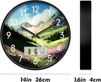 14'' Silent Non-Ticking Rustic Mountain Wildflowers Wall Clock, Battery - Image 6