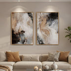 Large Framed Neutral Abstract Set of 2 Wall Art - Image 4