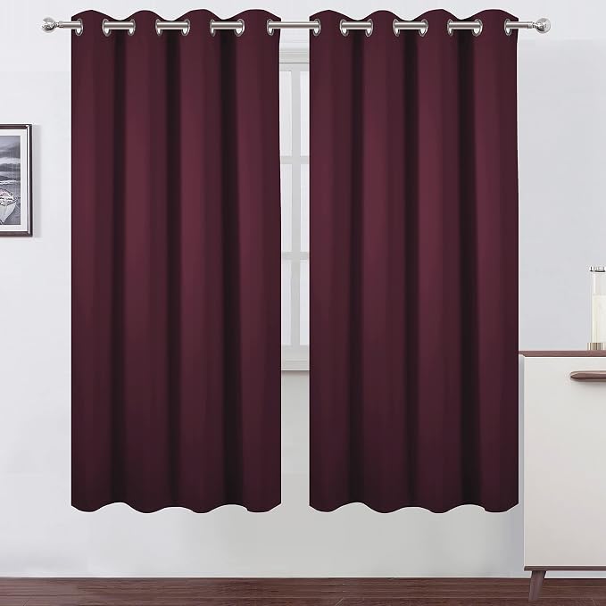 LEMOMO Burgundy Red Thermal Blackout Curtains/52 x 72 Inch/Set of 2 Panels Room by Lemomo