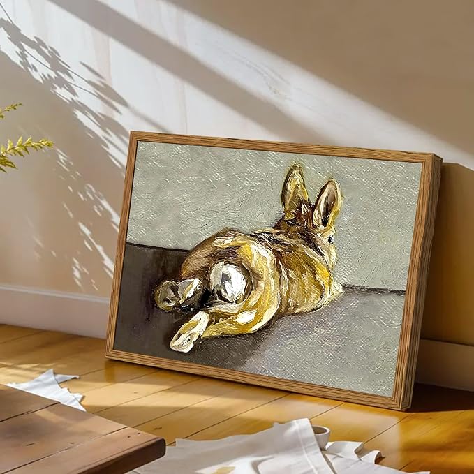 Framed Vintage Easter Bunny Wall Art, Cute Rabbit Pictures Wall Decor, Rustic - Image 5
