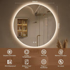 LOVESPEJO 30 Inch Round Backlit Bathroom Mirror - Image 8